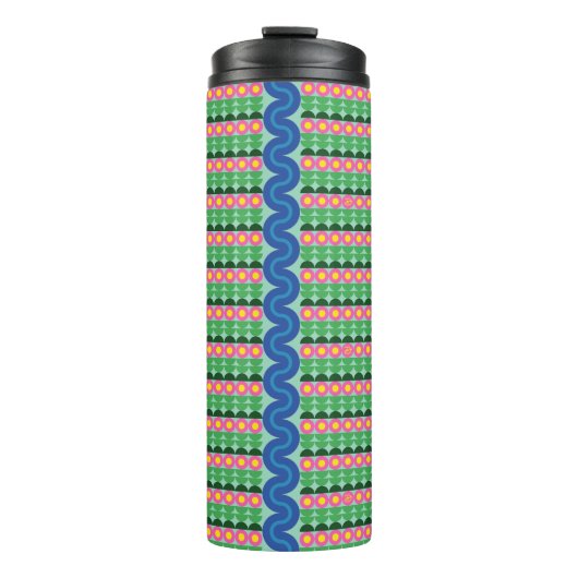 Roze bloemen - Thermische trommel Thermosbeker (Voorkant)