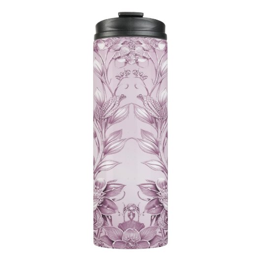 Roze Bloemen Thermische Tumbler Thermosbeker (Voorkant)