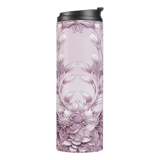 Roze Bloemen Thermische Tumbler Thermosbeker (Gedraaid links)
