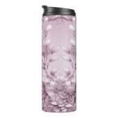 Roze Bloemen Thermische Tumbler Thermosbeker (Geroteerd rechts)