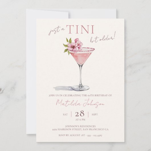 Roze Bloemen Tini Bit Ouder 60ste Verjaardag Kaart (Voorkant)