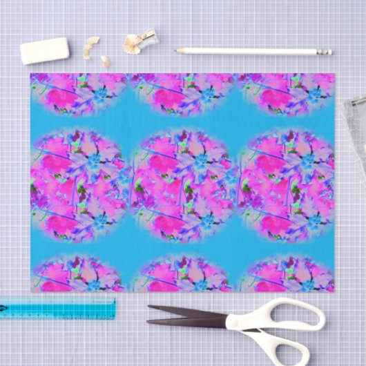 Roze Bloemen Tissue Paper Tissuepapier (Craft)