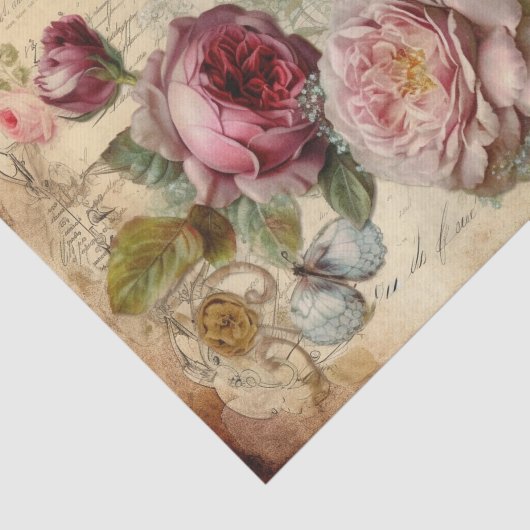  roze bloemen tissuepapier (Detail)