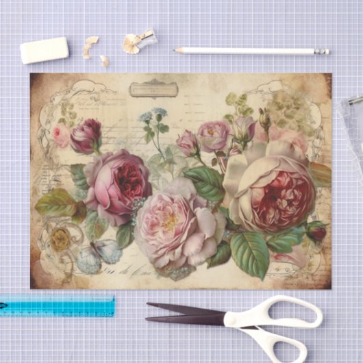  roze bloemen tissuepapier (Craft)