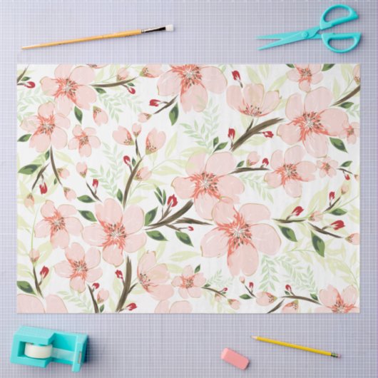 Roze bloemen tissuepapier (Craft)