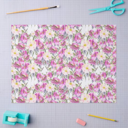 roze bloemen tissuepapier (Craft)