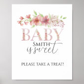 Roze Bloemen Treat Station Sign Poster (Voorkant)