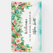 Roze Bloemen Tropisch Vrijgezellenfeest Welkom Spandoek (Verticaal)