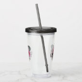 Roze Bloemen Tropische Bladeren Acryl Drinkbeker (Links)