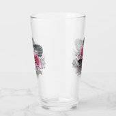 Roze bloemen Tropische bladeren Glas (Rechts)