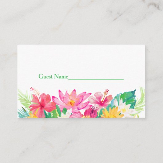 Roze Bloemen Tropische Luier Raffle Tickets Informatiekaartje (Achterkant)