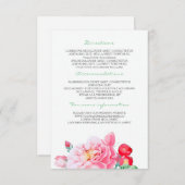 Roze Bloemen Trouwdetails - Informatie Informatiekaartje (Voorkant / Achterkant)