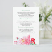 Roze Bloemen Trouwdetails - Informatie Informatiekaartje (Staand voorkant)