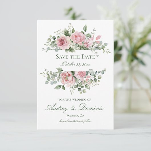 Roze Bloemen Trouwen RSVP kaarten (Staand voorkant)