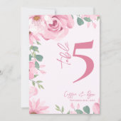 Roze Bloemen Trouwfeest Tafelnummer (Voorkant)