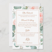 Roze bloemen trouwkaart kaart (Achterkant)