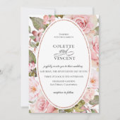 Roze bloemen trouwkaart met blosroze tint kaart (Voorkant)