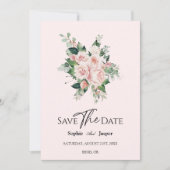 Roze bloemen trouwkaart 'Save the Date' Save The Date (Voorkant)
