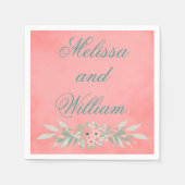 Roze Bloemen Trouwpaar Servet (Voorkant)