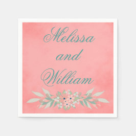 Roze Bloemen Trouwpaar Servet