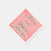 Roze Bloemen Trouwpaar Servet (Hoek)