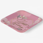 Roze Bloemen Trouwpapier Borden Papieren Bordje (Gebogen)