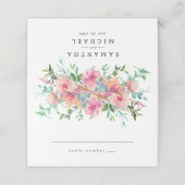 Roze Bloemen Trouwplaats Kaart Plaatskaartje (Buitenkant ongevouwen)