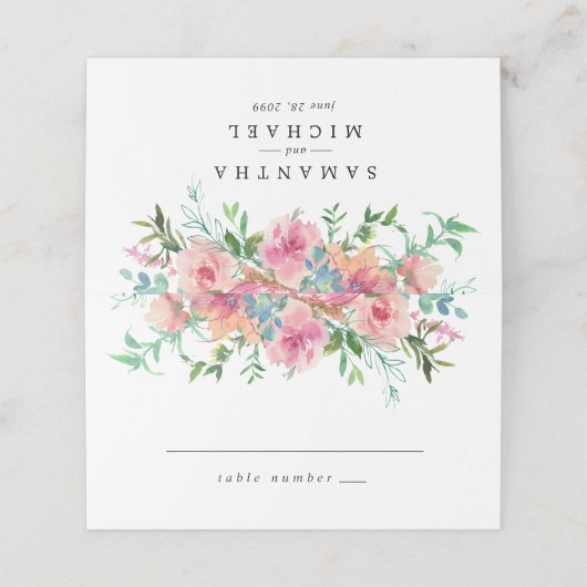 Roze Bloemen Trouwplaats Kaart Plaatskaartje (Buitenkant ongevouwen)