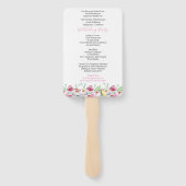 Roze Bloemen Trouwprogramma Hand Fan Handwaaier (Achterkant)