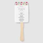 Roze Bloemen Trouwprogramma Hand Fan Handwaaier (Voorkant)