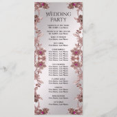Roze  Bloemen Trouwprogramma Programmakaart (Achterkant)