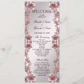 Roze  Bloemen Trouwprogramma Programmakaart (Voorkant)