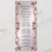 Roze  Bloemen Trouwprogramma Programmakaart (Achterkant)