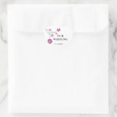Roze Bloemen Trouwstickers Hart Sticker (Tas)