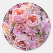 Roze Bloemen Trouwstickers Ronde Sticker (Voorkant)