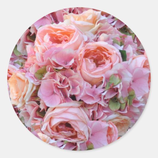 Roze Bloemen Trouwstickers Ronde Sticker (Voorkant)