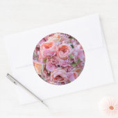 Roze Bloemen Trouwstickers Ronde Sticker (Envelop)