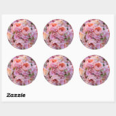 Roze Bloemen Trouwstickers Ronde Sticker (Vel)