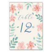 Roze Bloemen Trouwtafel Nummer Kaart Plaats kaart (Achterkant)