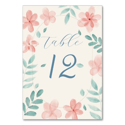 Roze Bloemen Trouwtafel Nummer Kaart Plaats kaart (Voorkant)