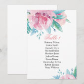 Roze bloemen trouwzaal zitplaatskaart. Botanisch p Kaart (Voorkant / Achterkant)