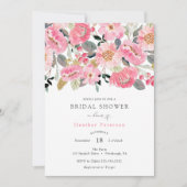 Roze Bloemen Tuin Bruids Douche Uitnodiging (Voorkant)