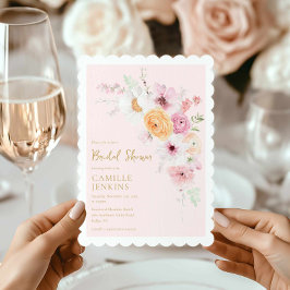 Roze Bloemen Tuin Bruids Douche Uitnodiging