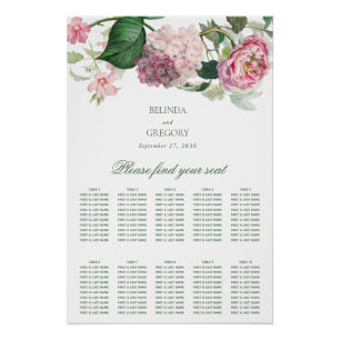 Roze Bloemen Tuin Bruiloft Zitkaarten Perfect Poster