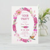 Roze bloemen tuin kaart (Staand voorkant)