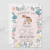 Roze Bloemen Tuin Paard Meisje 1e Verjaardag Kaart (Voorkant)