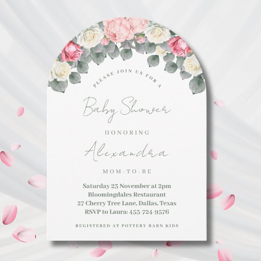 Roze Bloemen Tuin Rozen Baby shower Kaart