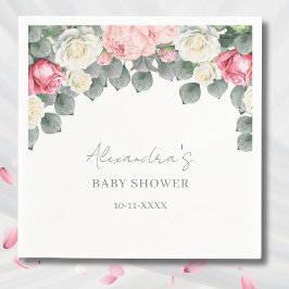 Roze Bloemen  Tuin Rozen Baby shower Servet