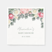 Roze Bloemen  Tuin Rozen Baby shower Servet (Voorkant)