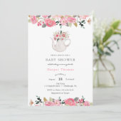 Roze Bloemen Tuin Thee Party Baby shower Kaart (Staand voorkant)